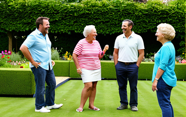 꿈의정원 가문 시스템 소개 - Family Gathering at a Garden Party**

A group of friendly, diverse people, fully clothed in smart-ca...