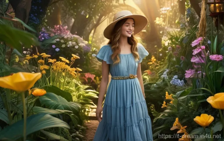 꿈의정원 신규 유저 이벤트 정리 - **A New Beginning in the Garden of Dreams:** A young woman, about 20 years old, with an expression o...