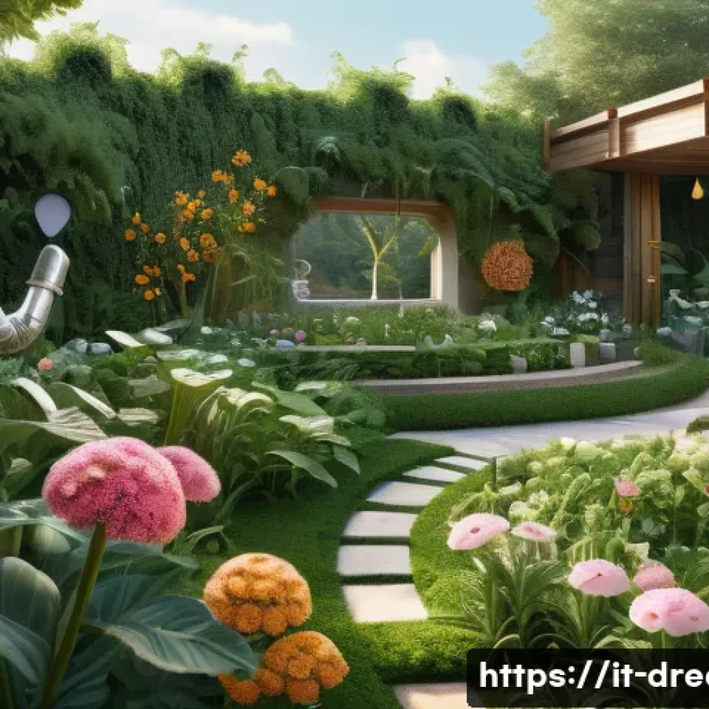 꿈의정원 채팅 필터 설정법 - **Prompt:** A serene and thriving digital garden, beautifully illuminated by soft, natural light. Lu...