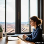 Home 20 꿈의정원 전직 조건과 선택 가이드 - A modern Italian workspace featuring a young professional woman thoughtfully reflecting on her passi...