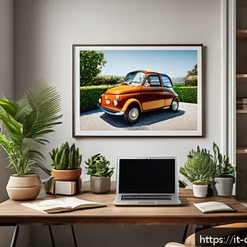 Home 31 꿈의정원 데이터 백업 및 복구 - A modern Italian home office setting with a professional using Dream Garden backup software on a sle...