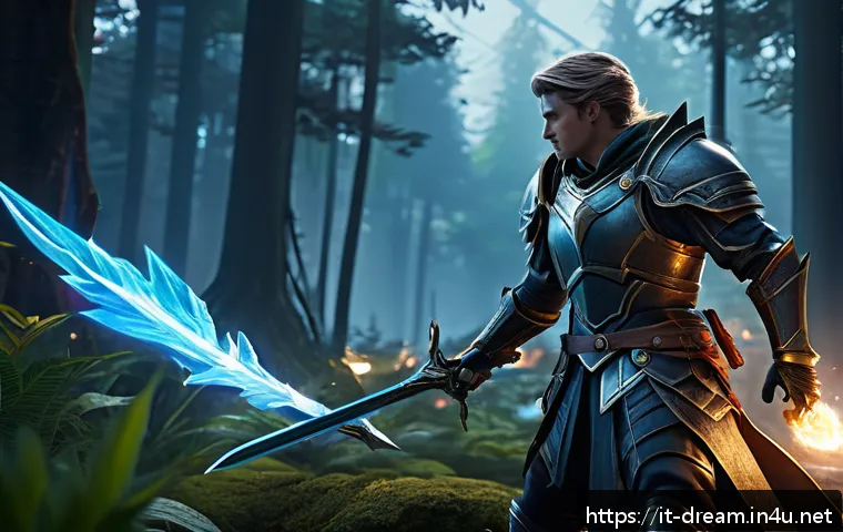 꿈의정원 딜러 클래스 DPS 최적화 - A dynamic fantasy RPG scene featuring a skilled Dealer character in stylish armor optimized for DPS,...